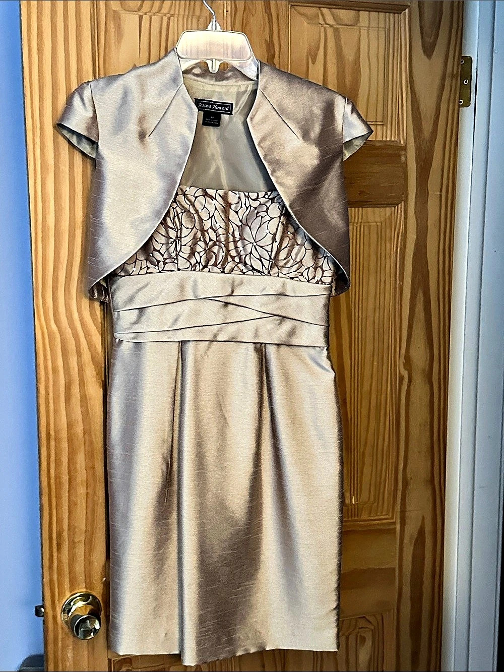 Midi Dress with Bolero in Gold